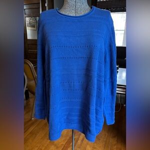 Like New Gudrun Sjoden Cotton Knit Long Tunic Sweater XXL Mint Cond Royal Blue